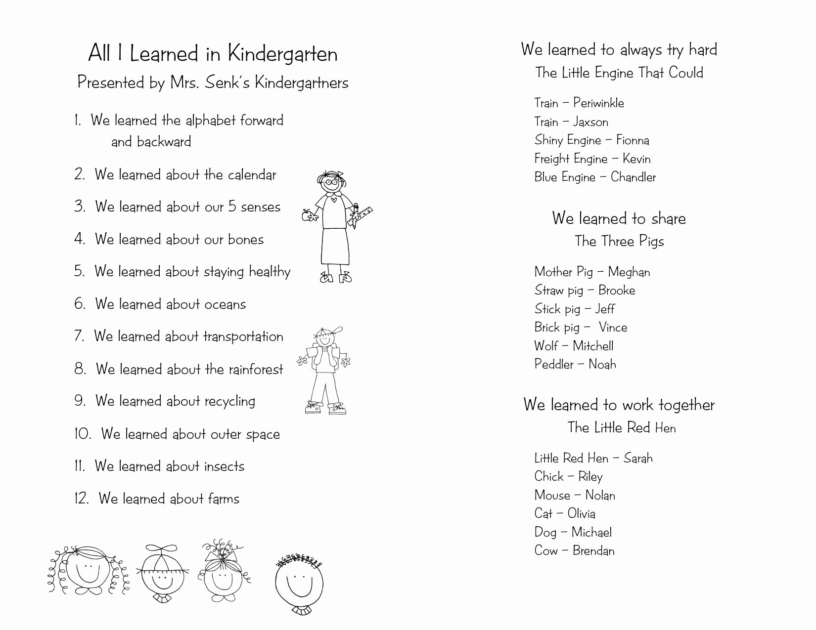 Preschool Graduation Programs Template Inspirational End Of the Year Program