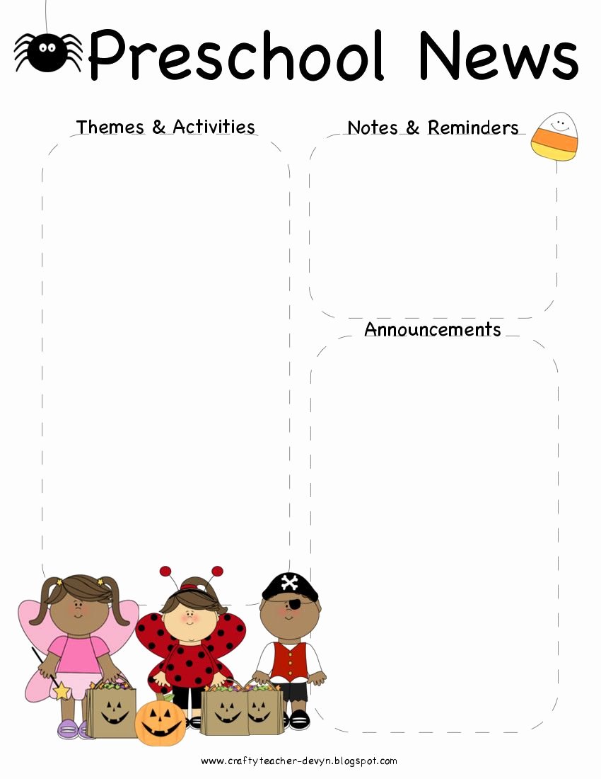 Preschool Newsletter Template Free New October Halloween Preschool Newsletter Template