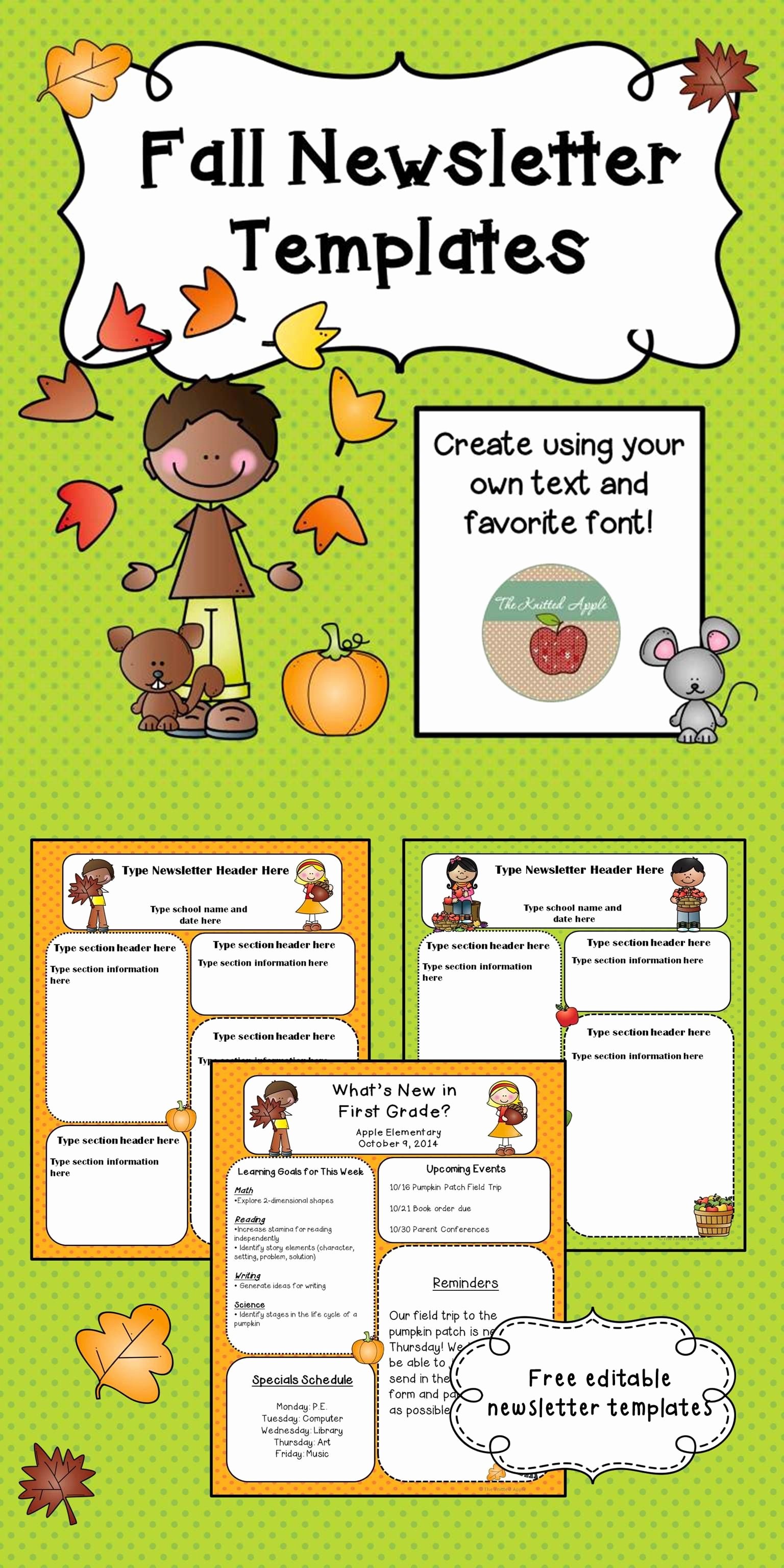 Preschool Newsletter Templates Free Fresh Fall Newsletter Templates Freebie Pre K