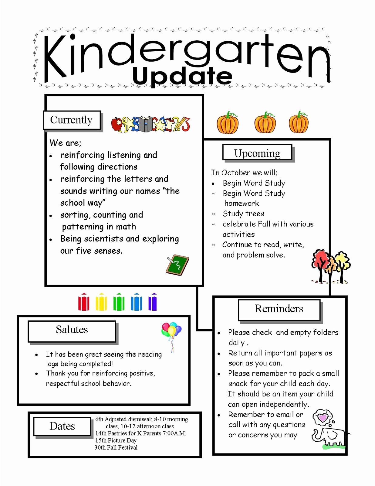 Preschool Newsletter Templates Free Lovely Kindergarten Newsletter Templates for Free