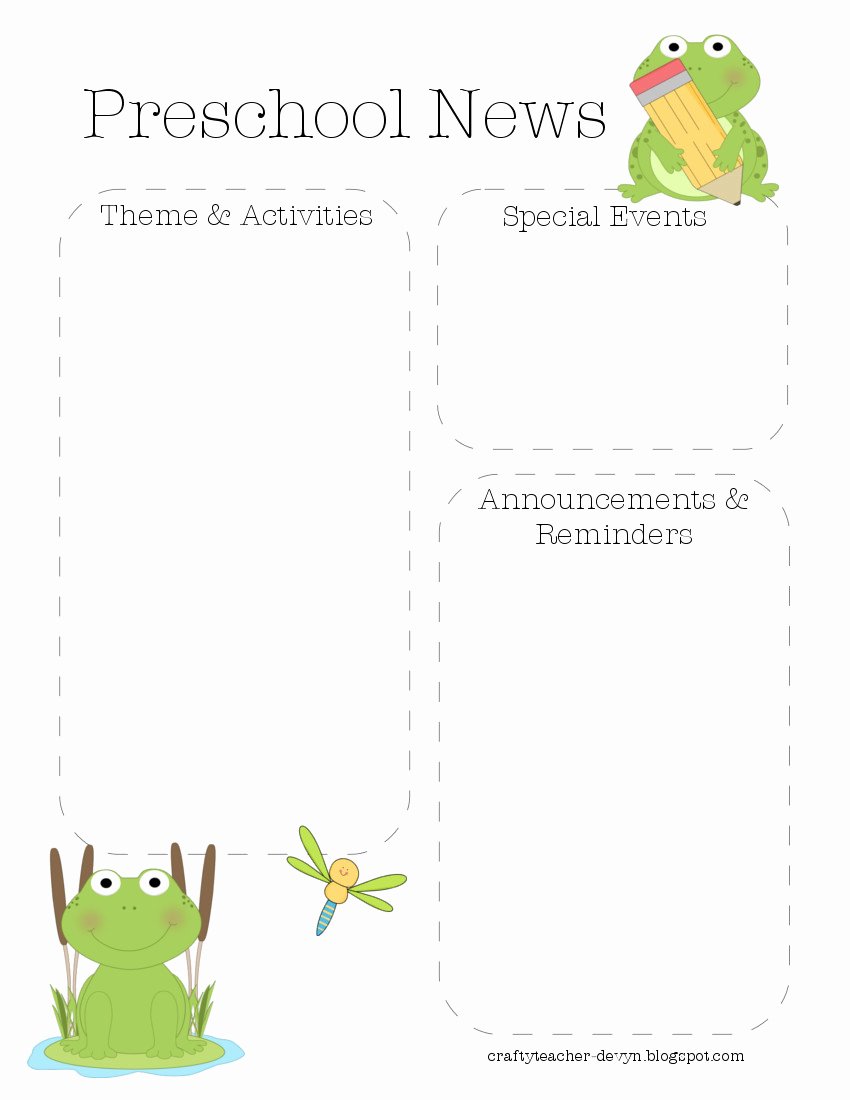 Preschool Newsletter Templates Free New Frog Preschool Newsletter Template