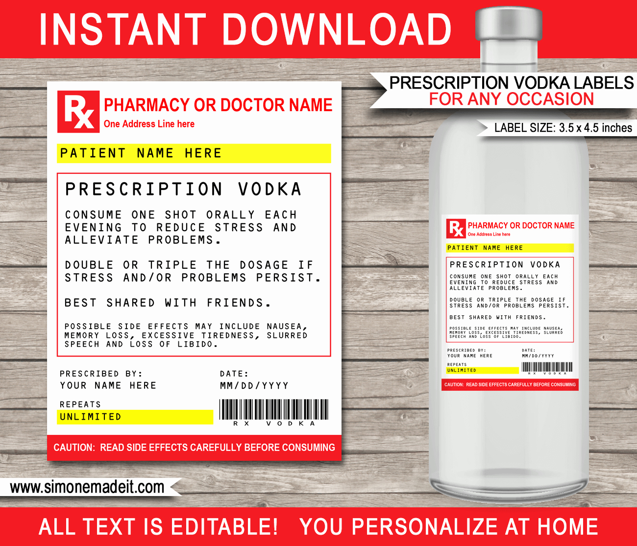 Prescription Bottle Label Template Inspirational Printable Prescription Vodka Labels Template