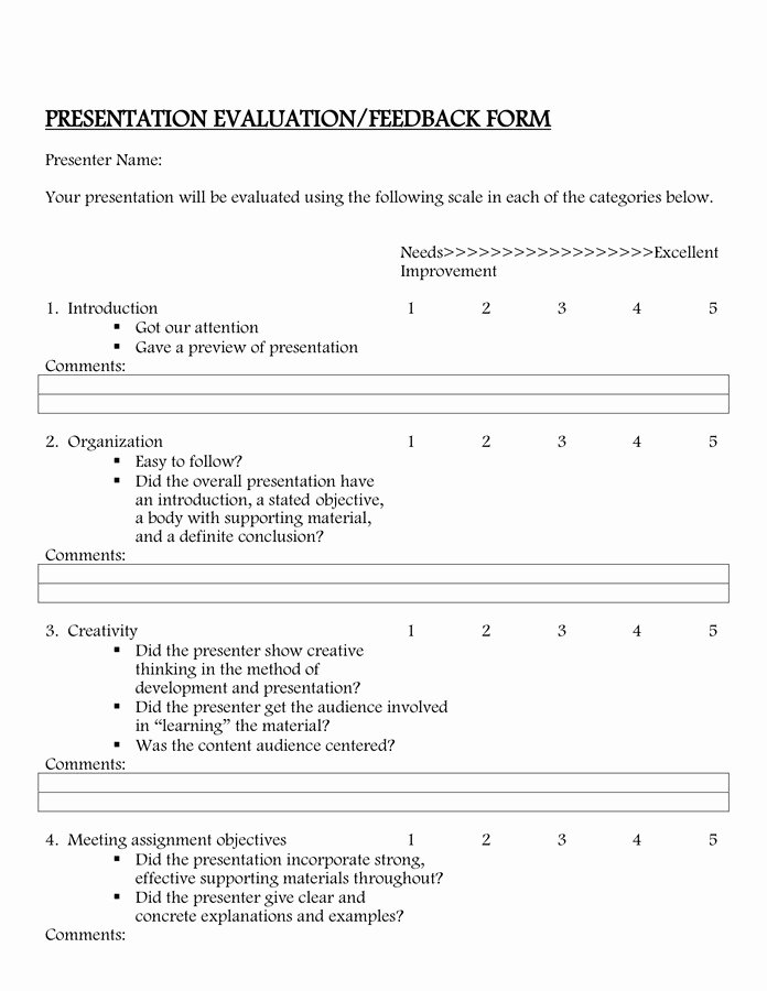 Presentation Feedback form Template Beautiful 10 event Evaluation Samples – Feedback