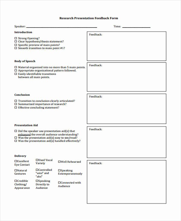 Presentation Feedback form Template Best Of 17 Presentation Feedback form Templates