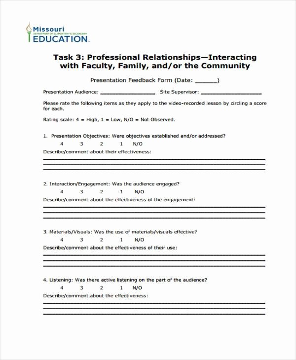 Presentation Feedback form Template Best Of Feedback form Templates