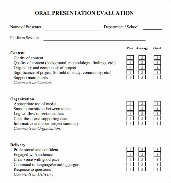 Presentation Feedback form Template Elegant 7 Sample Presentation Evaluations Pdf