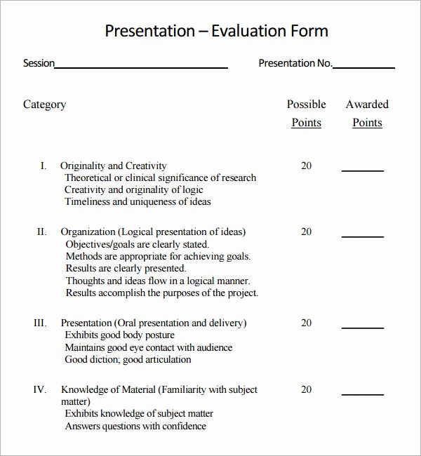 Presentation Feedback form Template Inspirational 7 Sample Presentation Evaluations Pdf