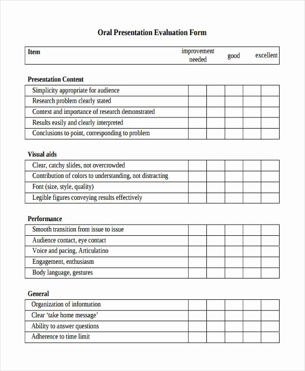 Presentation Feedback form Template Lovely 34 Presentation Evaluation form Template