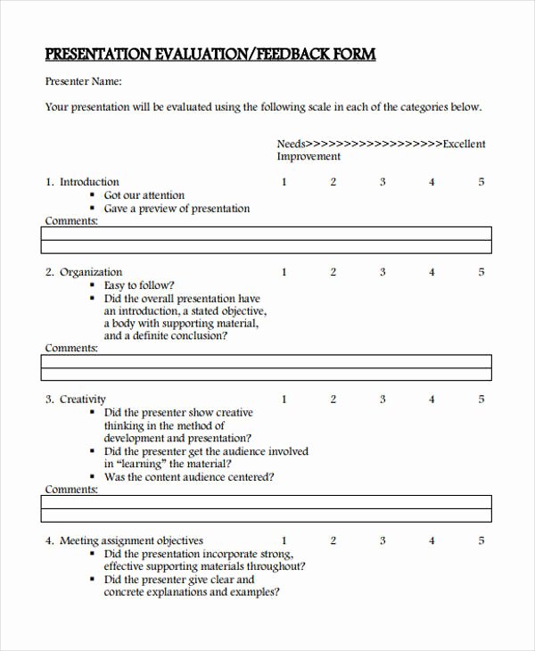 Presentation Feedback form Template Luxury 17 Presentation Feedback form Templates