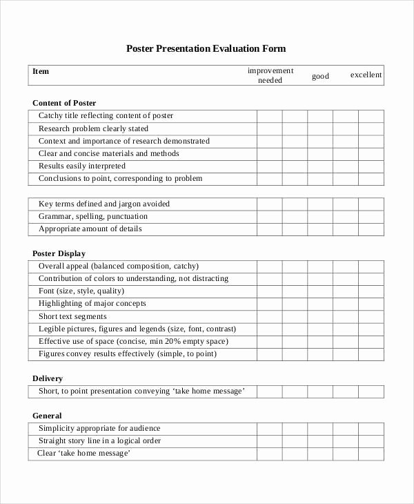 Presentation Feedback form Template Luxury Evaluation form Example