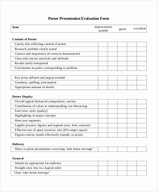 Presentation Feedback form Template Luxury Evaluation form Example
