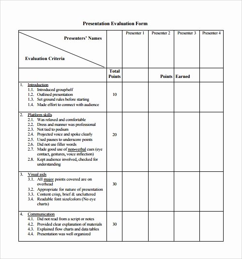 Presentation Feedback form Template Luxury Evaluation Template Free Download Documents In Pdf
