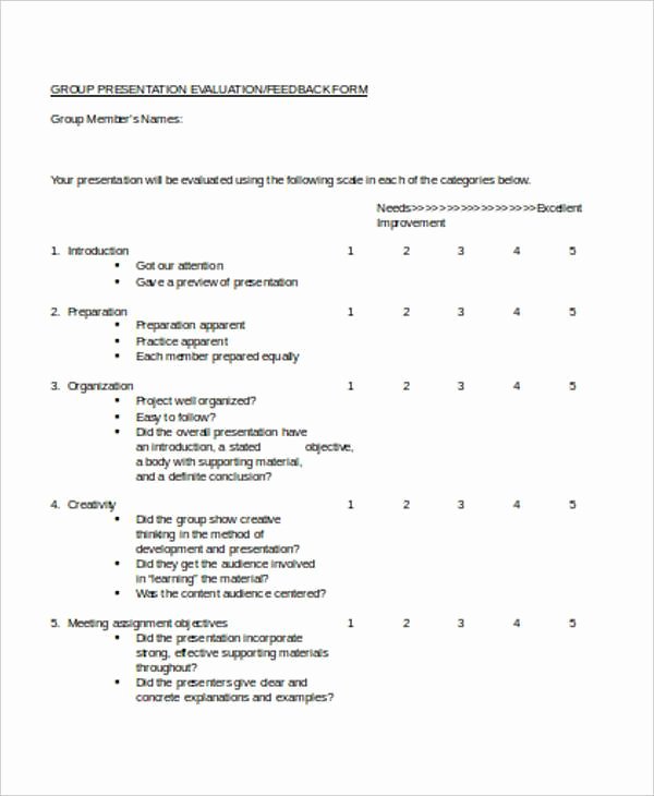 Presentation Feedback form Templates Best Of Feedback form Templates