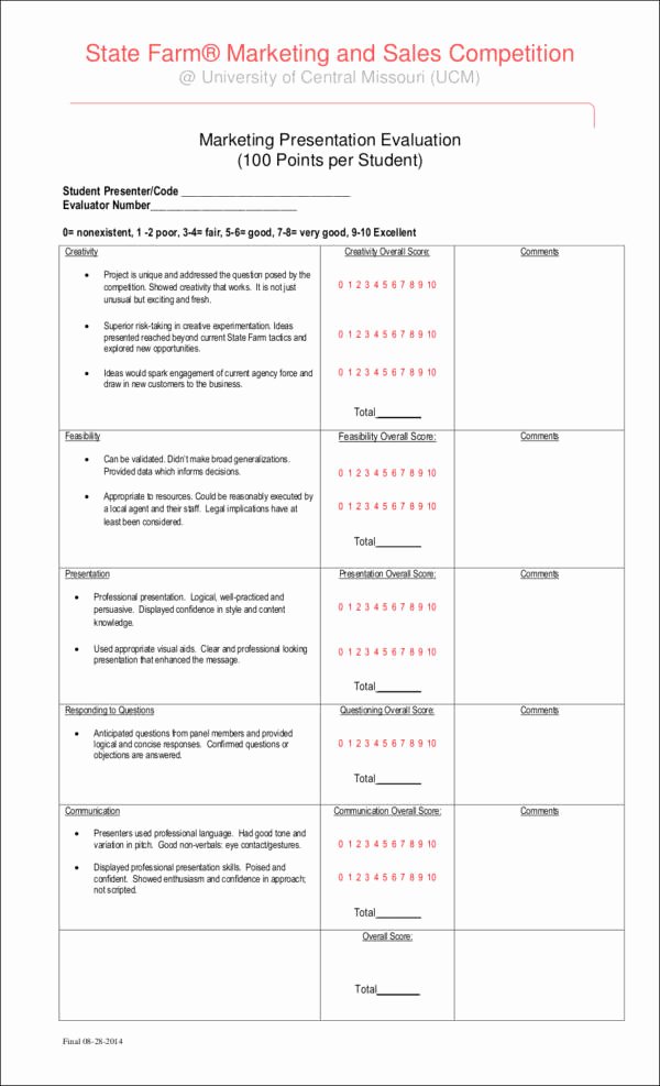 Presentation Feedback form Templates Elegant 10 Marketing Evaluation form Samples &amp; Templates