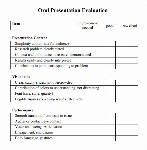 Presentation Feedback form Templates Elegant Presentation Evaluation 7 Free Download for Pdf