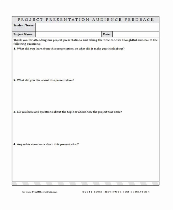 Presentation Feedback form Templates Lovely Feedback form Templates