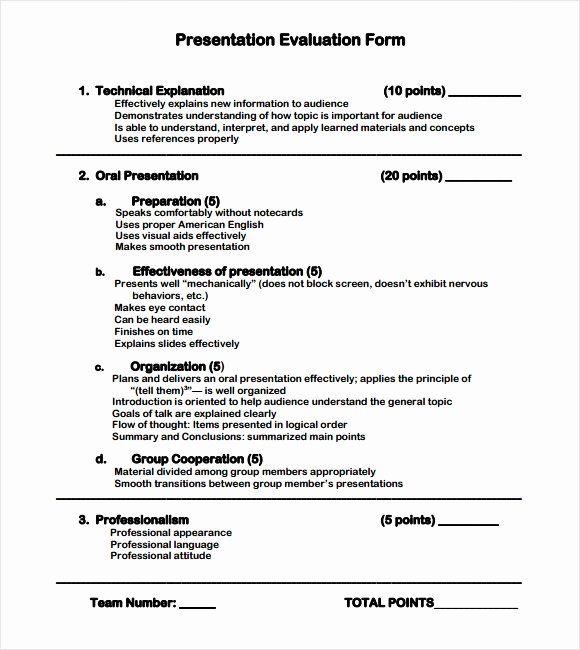 Presentation Feedback form Templates New 8 Sample Presentation Evaluations