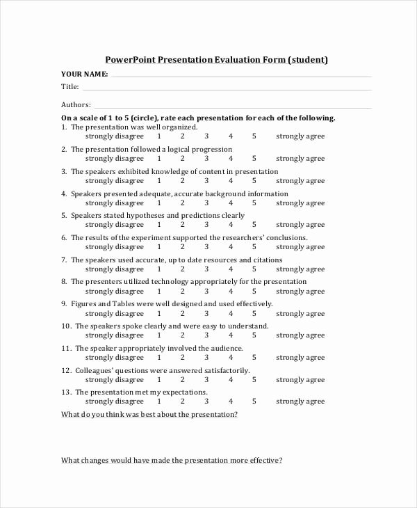 Presentation Feedback forms Elegant 18 Presentation Feedback form In Pdf