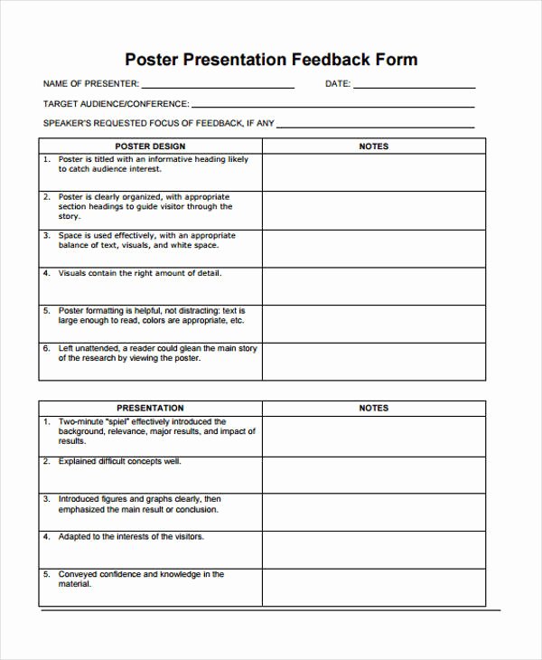 Presentation Feedback forms Elegant 19 Free Presentation Feedback form