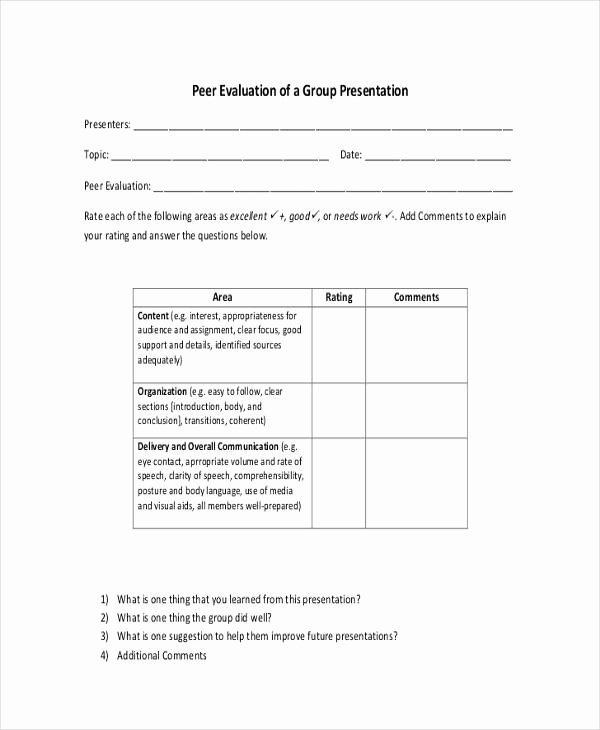 Presentation Feedback forms Unique 21 Sample Presentation Feedback forms