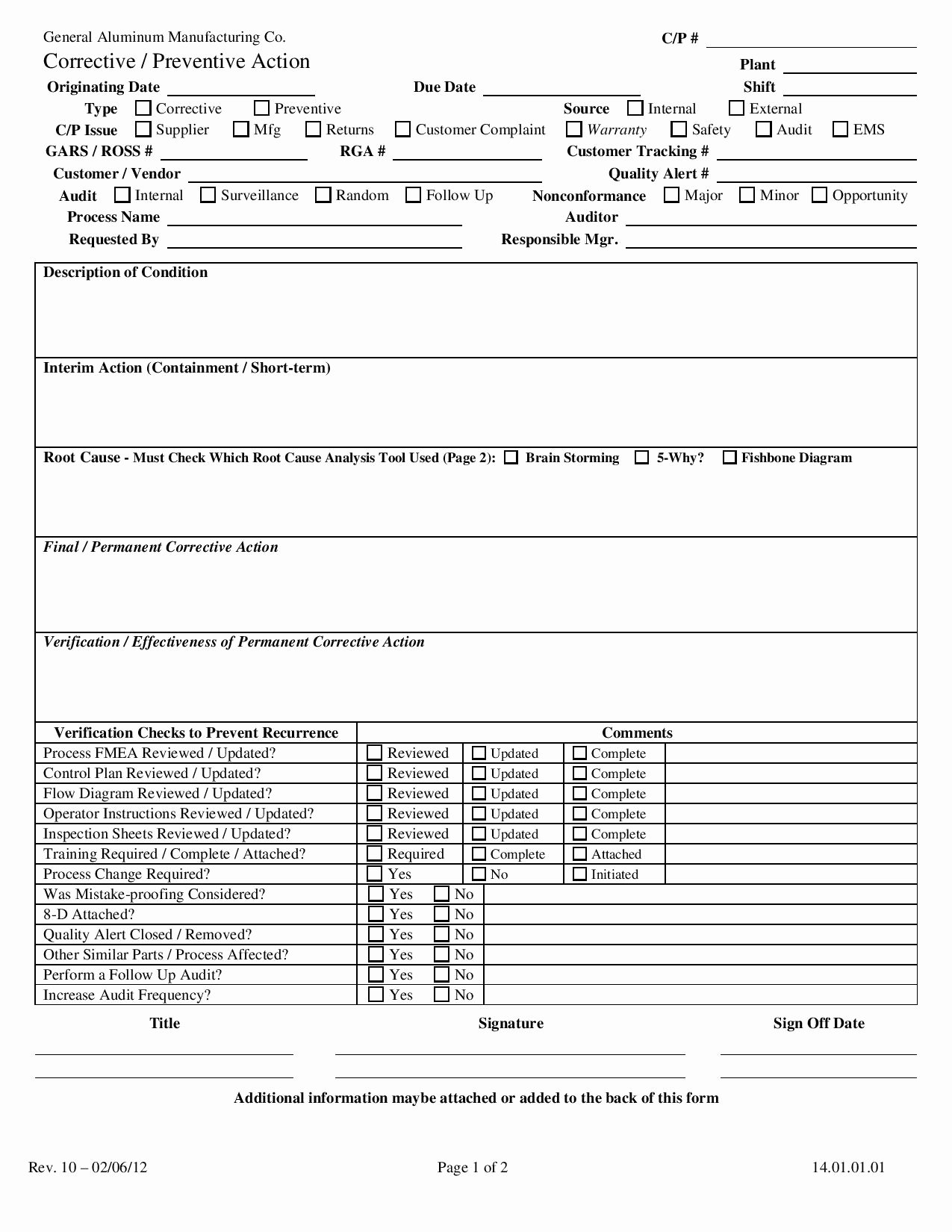 Preventive Action form Inspirational 30 Action form Templates