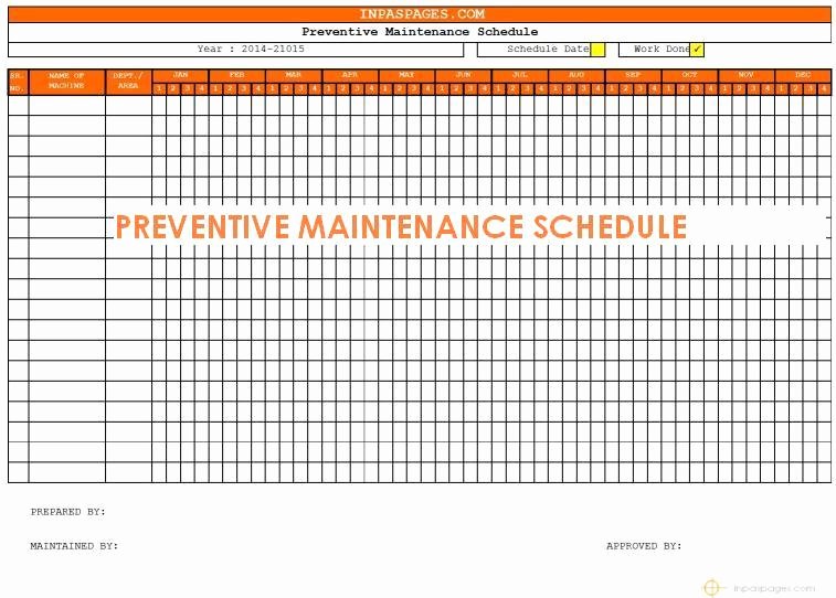 Preventive Maintenance Excel Template Awesome Preventive Maintenance Schedule Template Excel