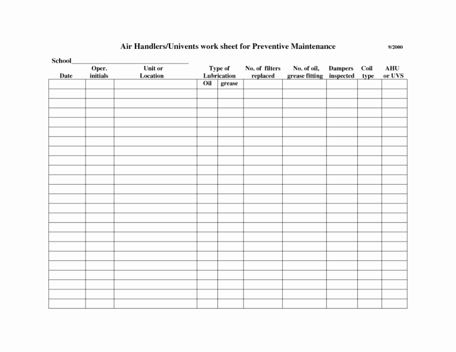 Preventive Maintenance Excel Template Lovely 7 Facility Maintenance Checklist Templates Excel Templates