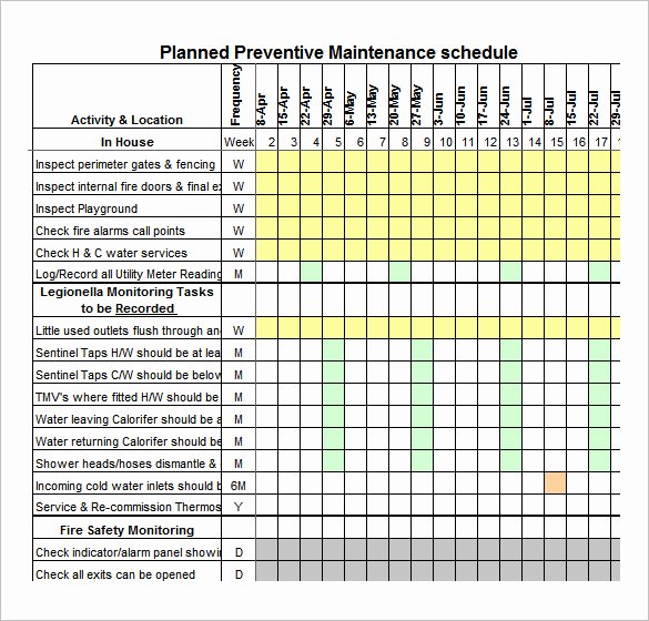 Preventive Maintenance Excel Template Luxury 37 Preventive Maintenance Schedule Templates Word