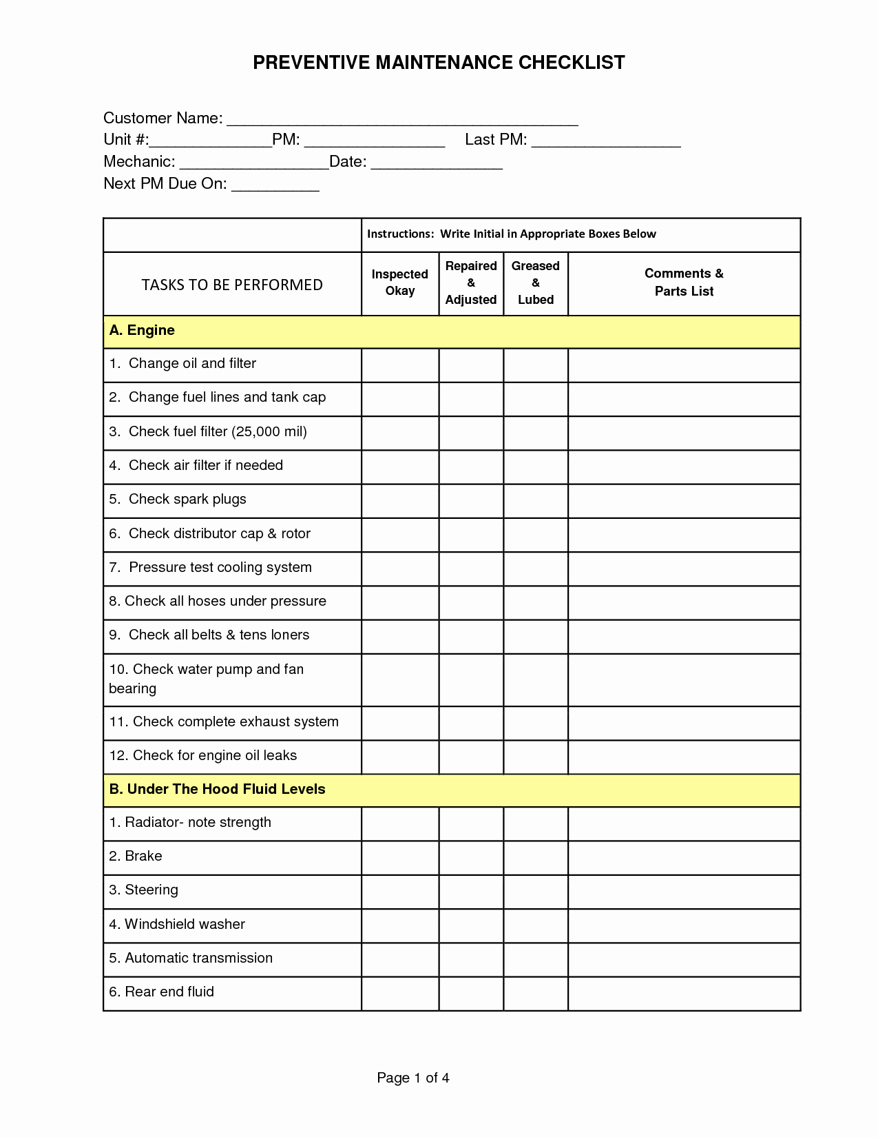 Preventive Maintenance Excel Template Luxury Preventative Maintenance Checklist for Apartments