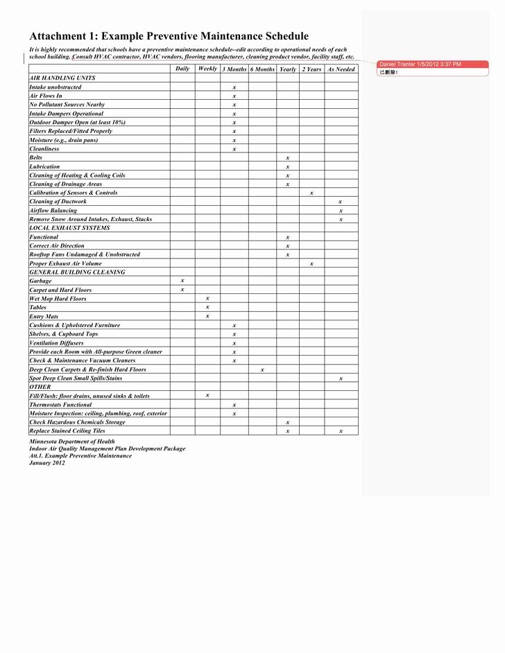 Preventive Maintenance Schedule format Pdf Lovely 29 Preventive Maintenance Schedule Templates Free Download