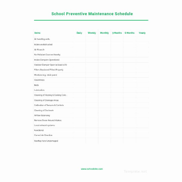 Preventive Maintenance Schedule format Pdf Lovely 57 Sample Schedules