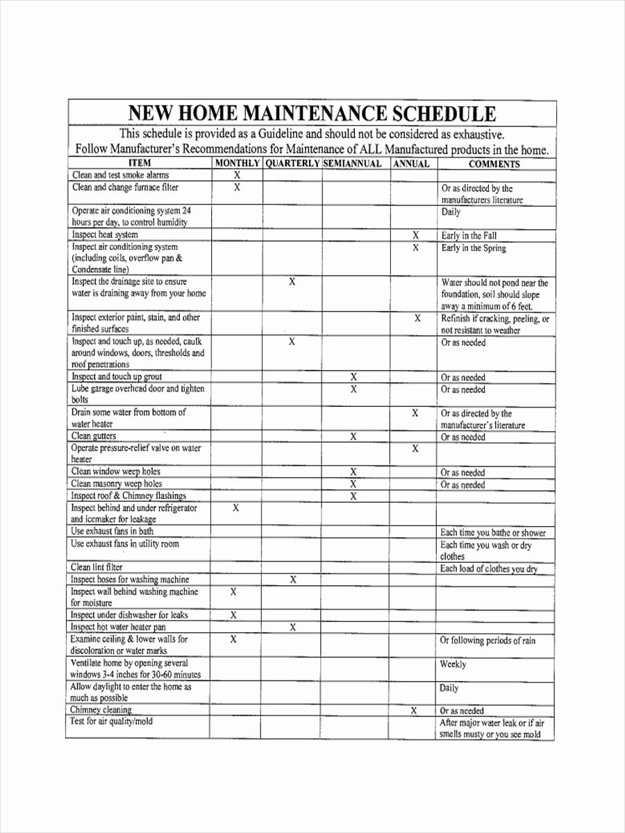 Preventive Maintenance Schedule format Pdf New 9 Preventive Maintenance Schedule Examples Samples