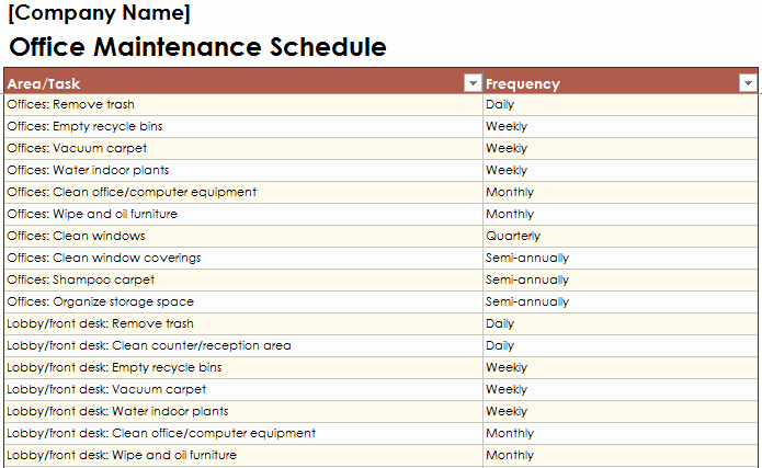 Preventive Maintenance Schedule format Pdf New Download Preventive Maintenance Schedule Template Excel