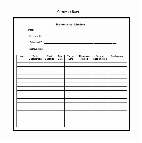 Preventive Maintenance Schedule Pdf Best Of Vehicle Maintenance Schedule Templates 10 Free Word