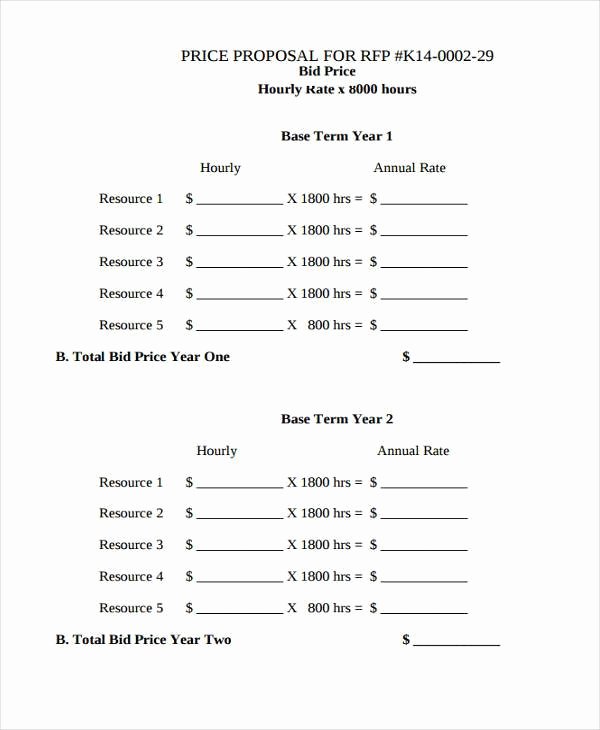 Price Proposal Template Awesome Blank Proposal forms