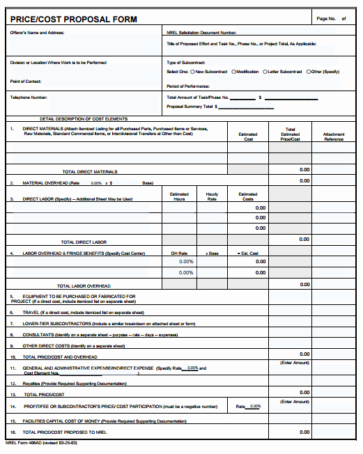 Price Proposal Template Elegant 6 Cost Proposal Templates – Proposal Template