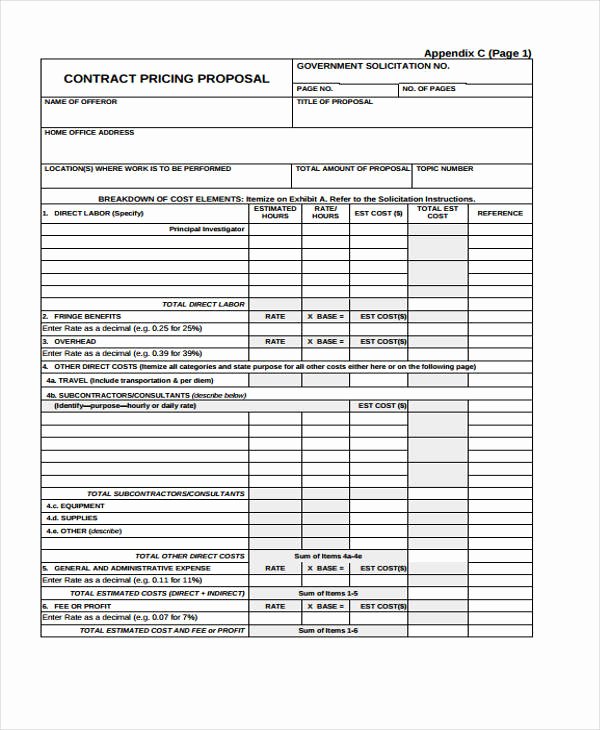 Price Proposal Template Luxury 9 Contract Proposal Templates Free Sample Example