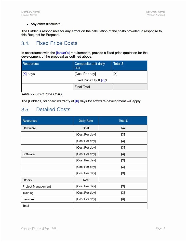 Price Proposal Template Unique Request for Proposal Rfp Template Apple Iwork Pages and