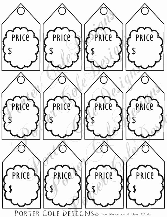 Price Tag Template Printable Elegant Price Tags Printable Digital File by Portercoledesigns On