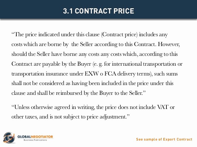 Pricing Agreement Letter Best Of Export Contract Contract Template and Sample