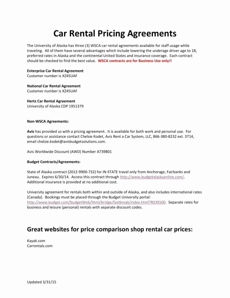 Pricing Agreement Letter Unique 6 Personal Car Rental Agreement Templates Pdf