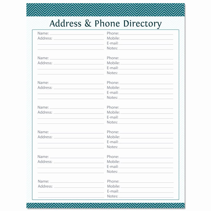 Printable Address Book Template Beautiful Address &amp; Phone Directory Fillable Printable Pdf Instant