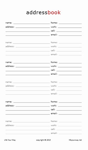 Printable Address Book Template Beautiful Home Management Notebook Half Sheet