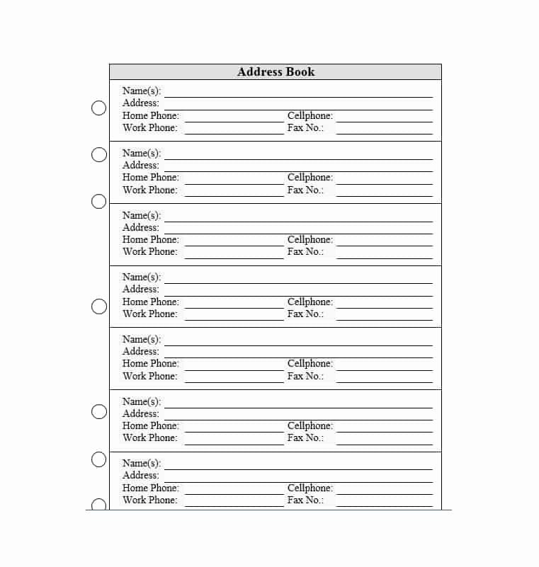 Printable Address Book Template Elegant 40 Printable &amp; Editable Address Book Templates [ Free]