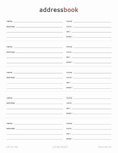 Printable Address Book Template Fresh Address Book Free Printables