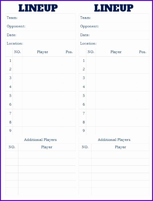 Printable Baseball Card Template Inspirational 8 Baseball Lineup Excel Template Exceltemplates