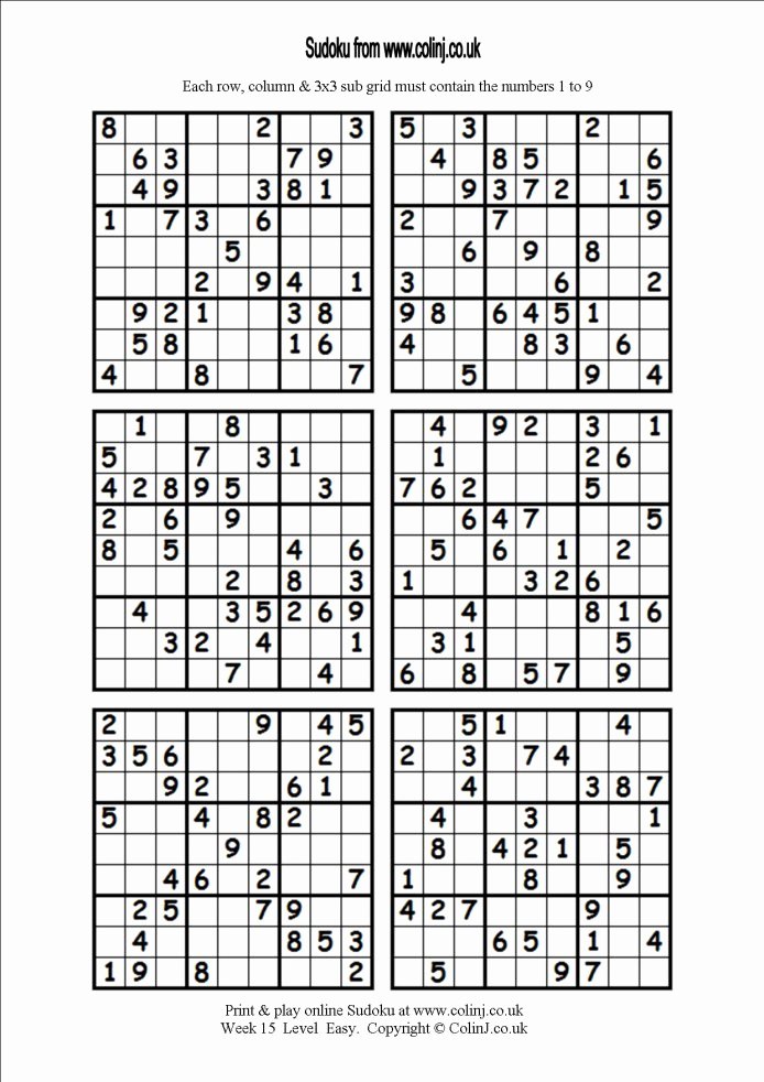 Printable Blank Sudoku 4 Per Page New 4 Printable Sudoku Per Page Printable Sudoku 6 Per Page