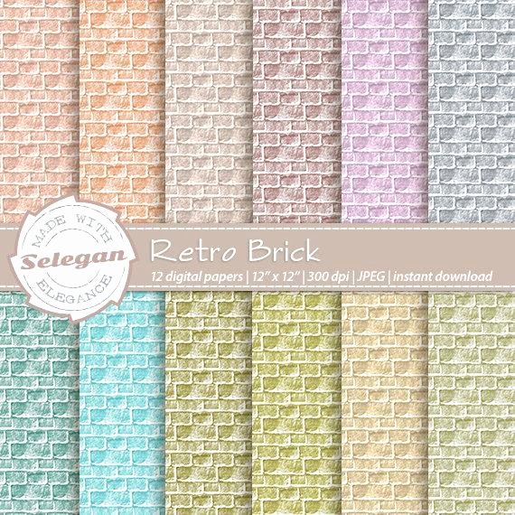 Printable Brick Pattern Awesome Retro Decorations &quot;retro Brick&quot; Digital Scrapbook Paper