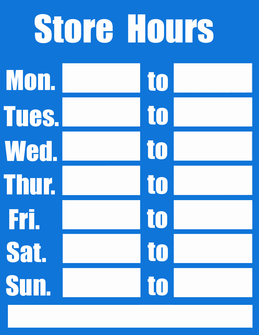 Printable Business Hours Sign Beautiful Business Hours Sign Blue Page Frames Full Page Signs