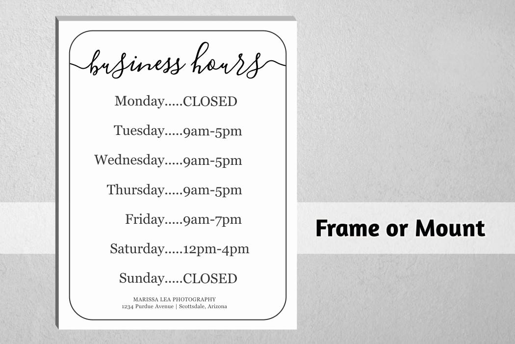 Printable Business Hours Sign Best Of Business Hours Sign Printable Template Hours Of